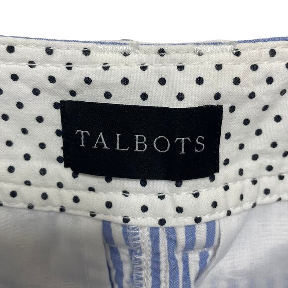 Talbots Perfect Crops Pant - Sunshine Seersucker Blue & White Striped Size 8P - Picture 9 of 11